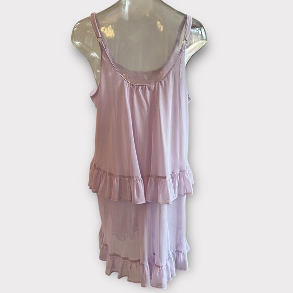 Oscar De La Renta Pink Label Sheer Negligee Chemise Lilac Babydoll Sz Large - Picture 3 of 6